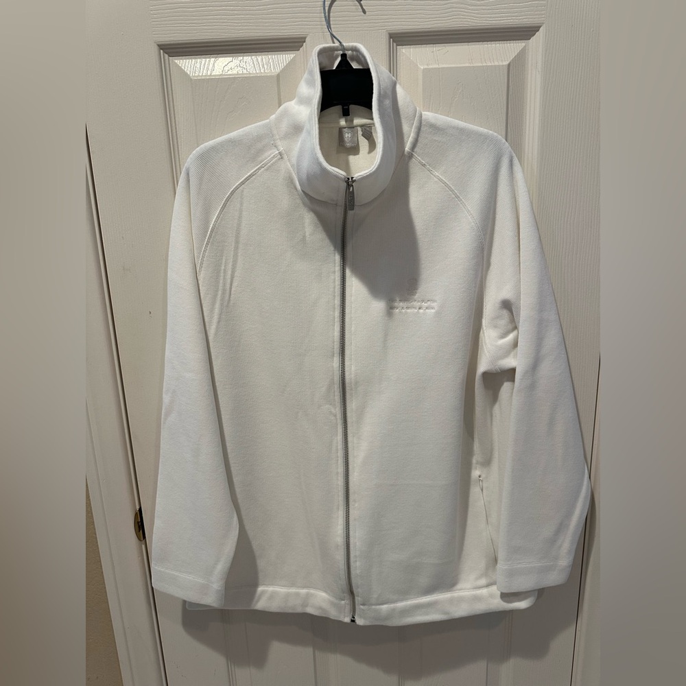 Ritz CarltonWomen's White Zip-Up  Sweater Jacket